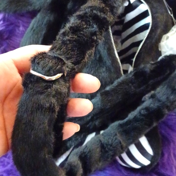 DOLLSKILL WIDOW GOTH BUNNY BAG BLACK PURPLE EYES BACKPACK BLACK FURRY STRAPS - Picture 9 of 15